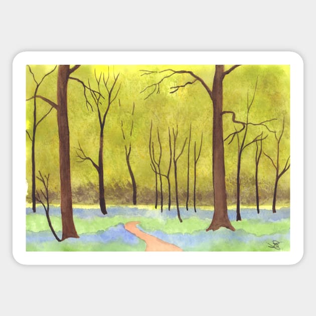 Bluebell Woodland Sticker by jamesknightsart